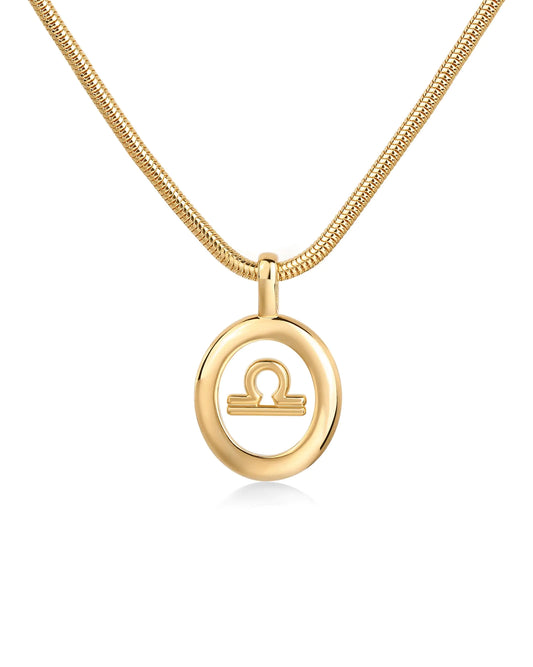 14K Yellow Gold Plated Floating Astrology Pendant Necklace for Women | Horoscope Layered Necklace | Zodiac Necklace Gifts | Libra Necklace