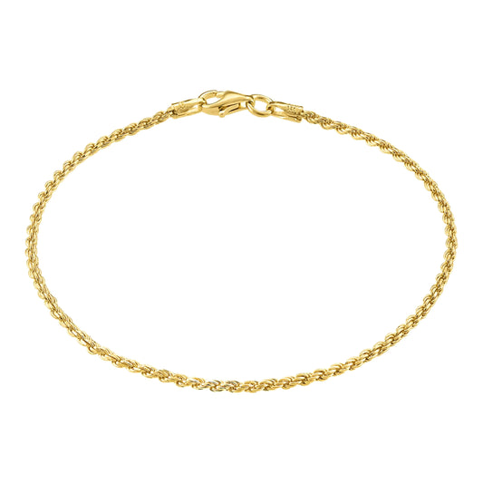 Solid 925 Sterling Silver Bracelet 18K Gold Plated Italian Diamond-Cut 1.5mm Twisted Braided Rope Bracelet for Men & Women - Made in Italy 6.5-9 Inches (18k Gold 7 inches (womens average length))