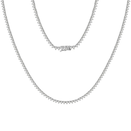18K White Gold Plated 2mm Tennis Necklace